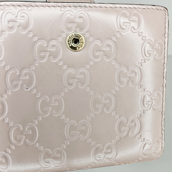 100% Authentic GUCCI GG Pattern Guccissima Bifold Wallet Leather Pink Preloved - Picture 10 of 15